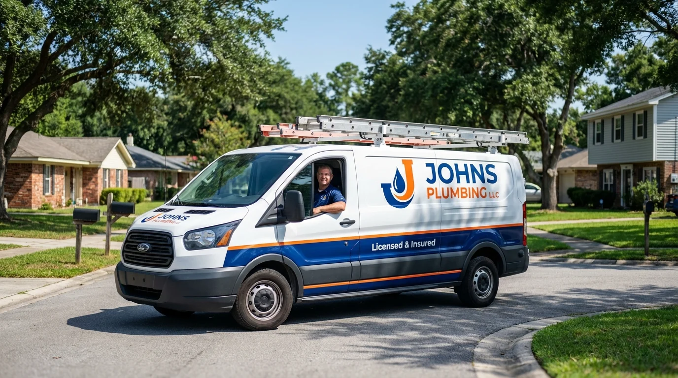 Johns Plumbing LLC service van in Okolona, MS