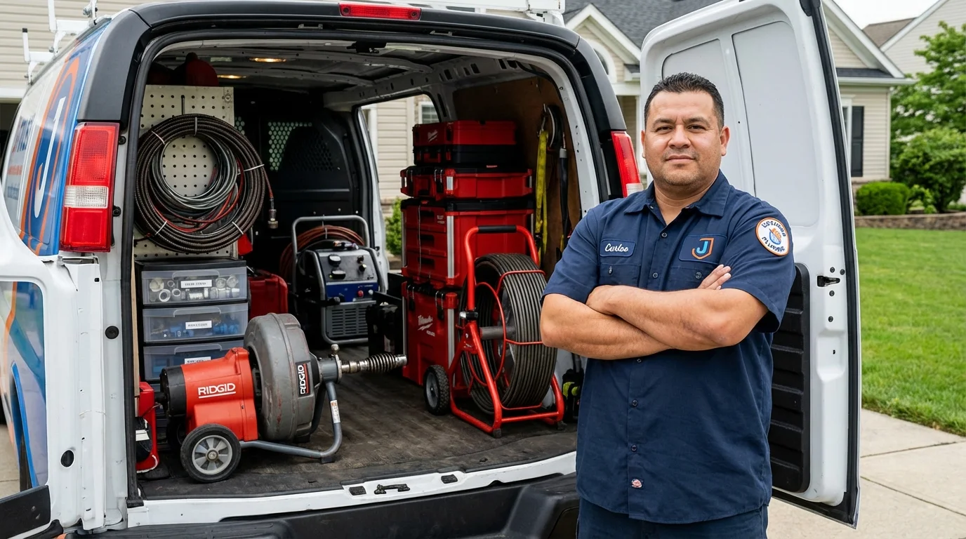 Professional drain cleaning equipment and Johns Plumbing LLC plumber in Okolona