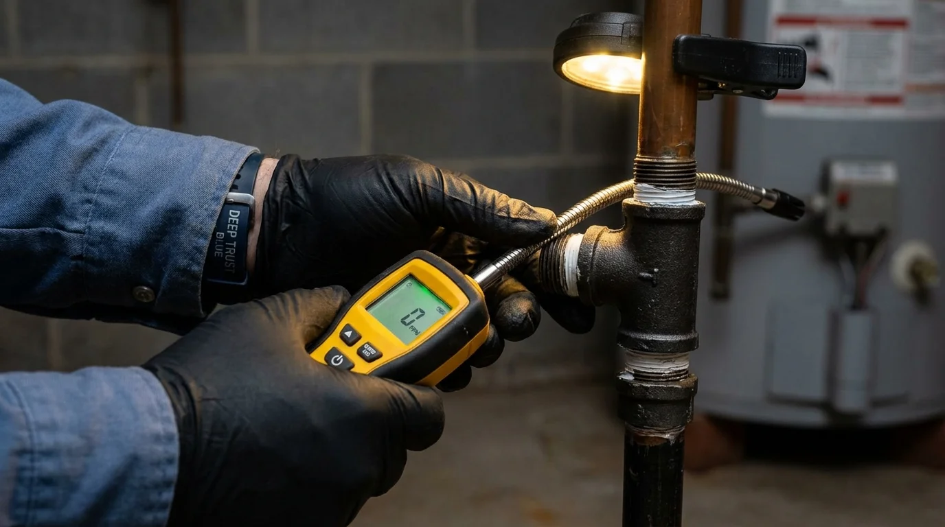 Gas leak detection with electronic sniffer by Johns Plumbing LLC in Okolona