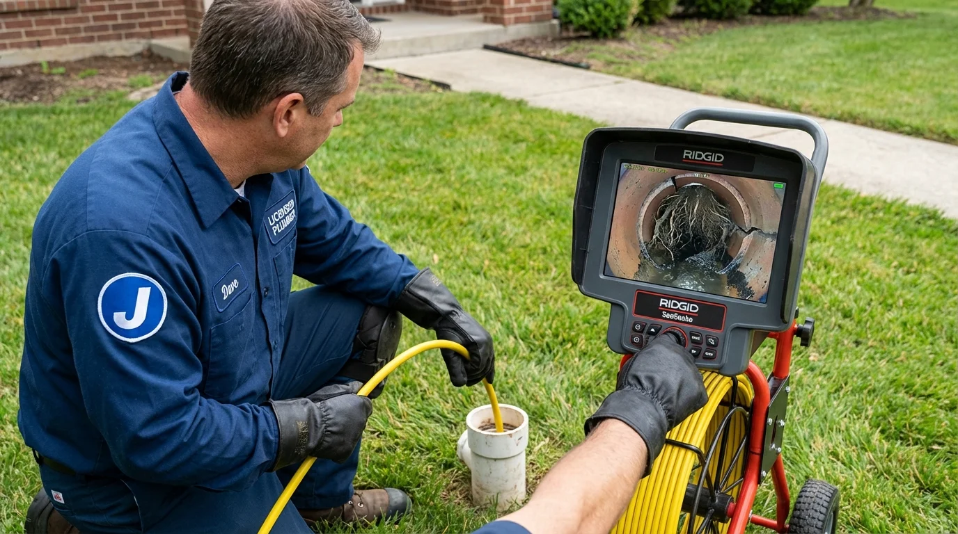 Sewer camera inspection being performed by Johns Plumbing LLC in Okolona