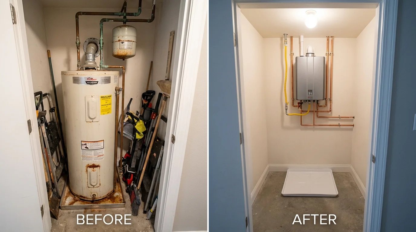 Tank water heater versus wall-mounted tankless unit comparison for Okolona, MS homeowners